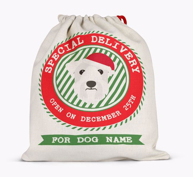 Special Delivery: Personalized {breedFullName} Santa Sack